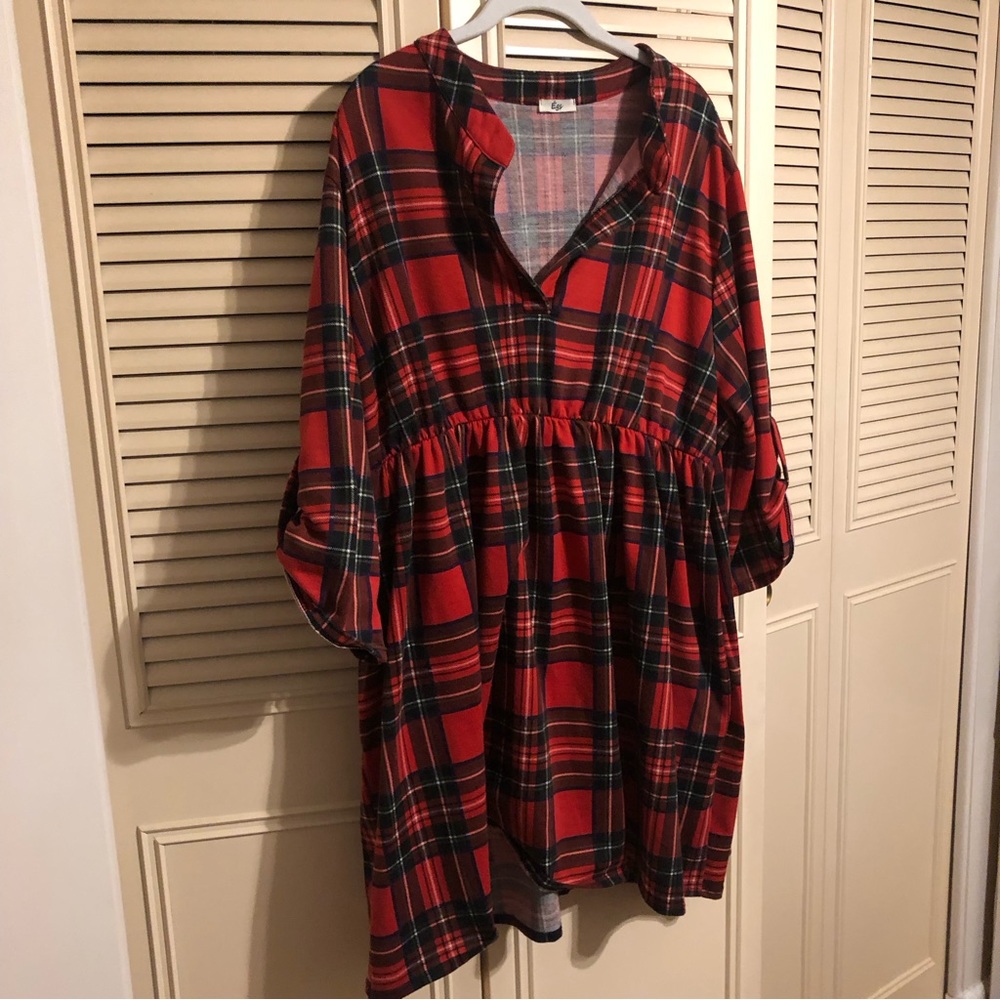 Red plaid dress 2X Egs